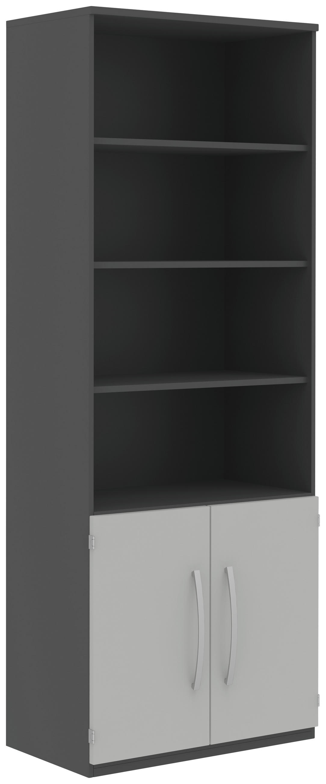 AKTENSCHRANK Anthrazit, Hellgrau  - Anthrazit/Hellgrau, Design, Holzwerkstoff (81,0/217,4/43,0cm) - Moderano