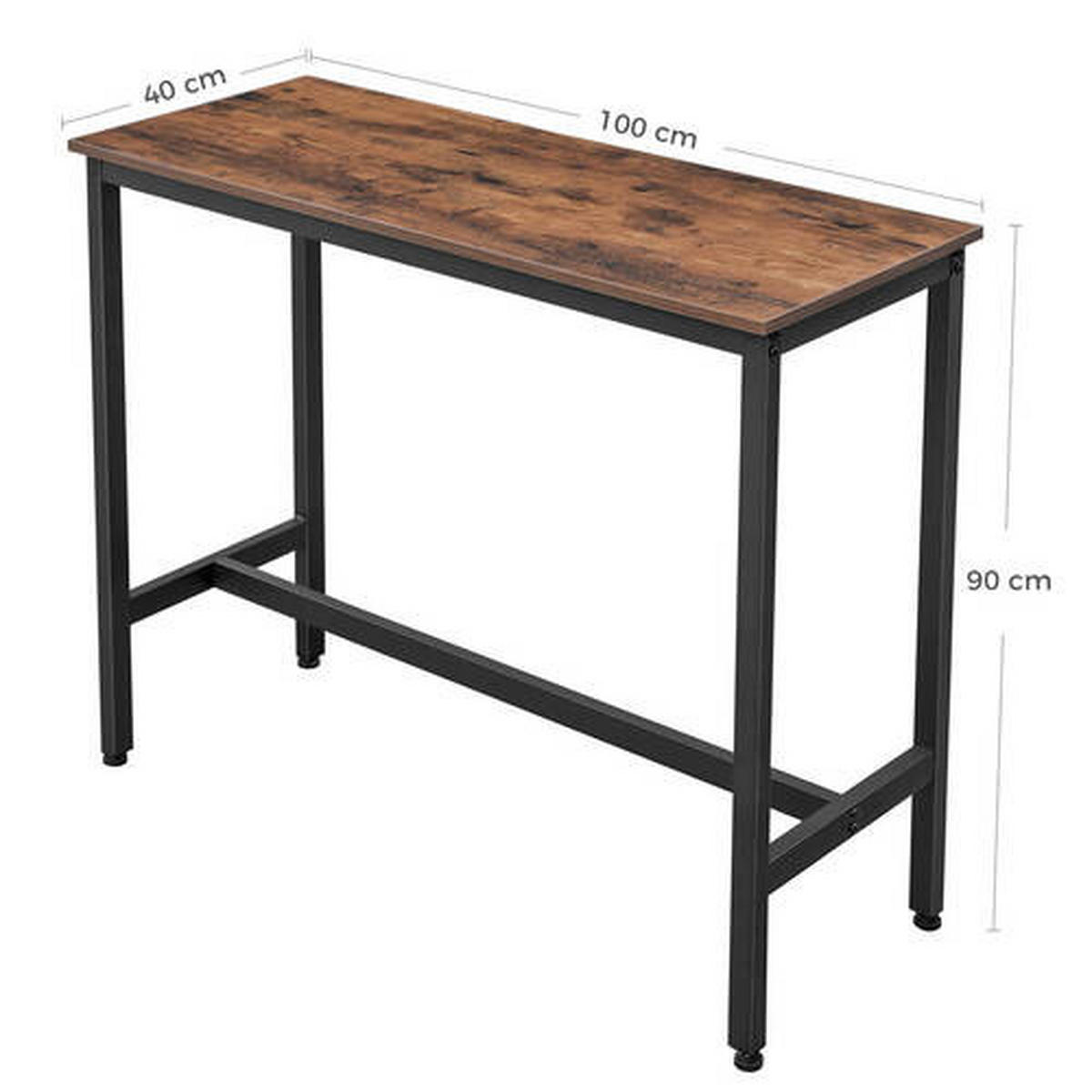 BARTISCH in Metall, Holzwerkstoff 100/40/90 cm   - Schwarz/Braun, Trend, Holzwerkstoff/Metall (100/40/90cm) - Boxxx