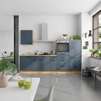 KÜCHENBLOCK Easytouch 300 cm  in Eichefarben, Dunkelblau  - Eichefarben/Schwarz, MODERN, Holzwerkstoff/Metall (300cm) - Nobilia