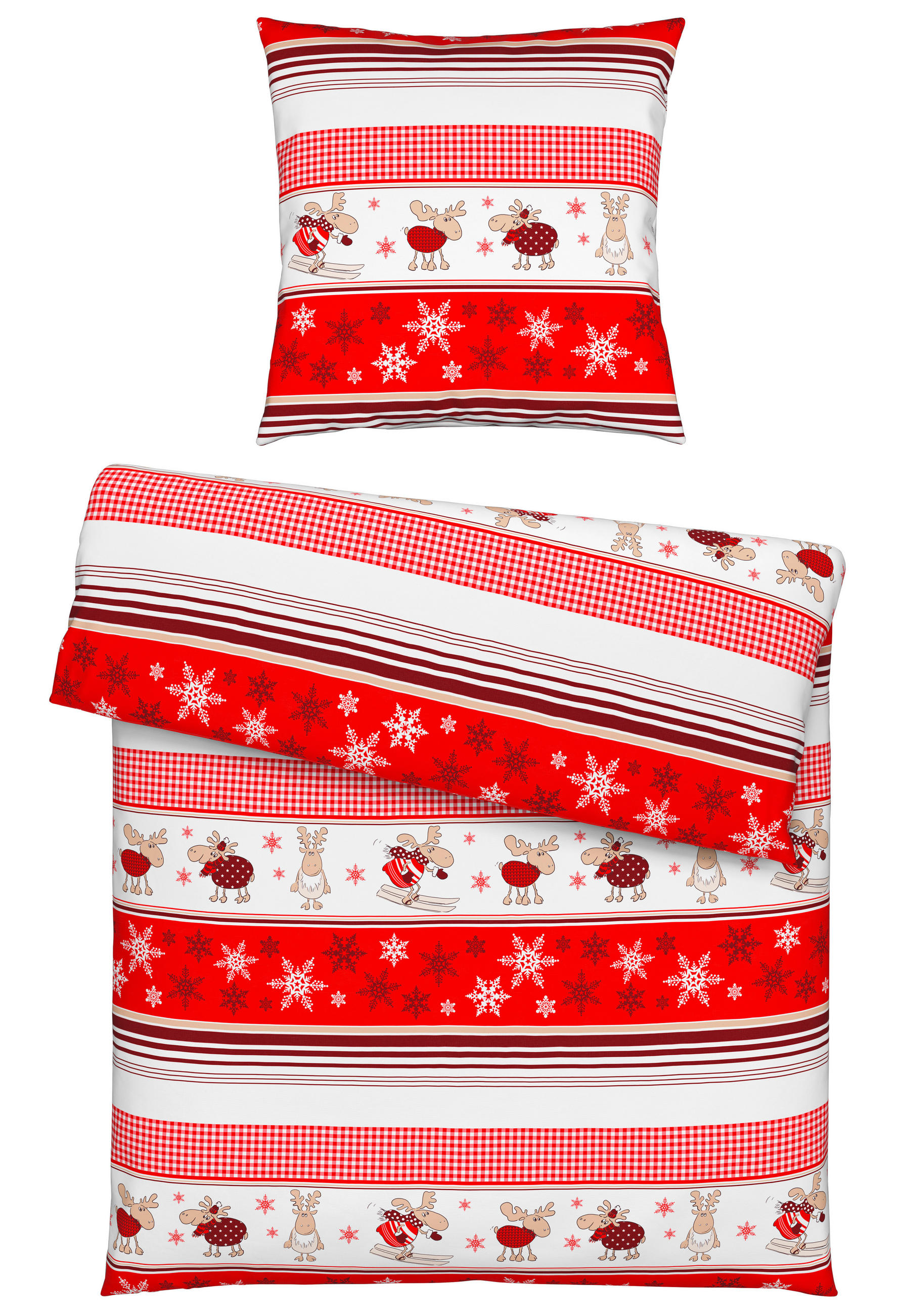 Esposa POVLEČENÍ, flanel, červená, bílá, 135/200 cm