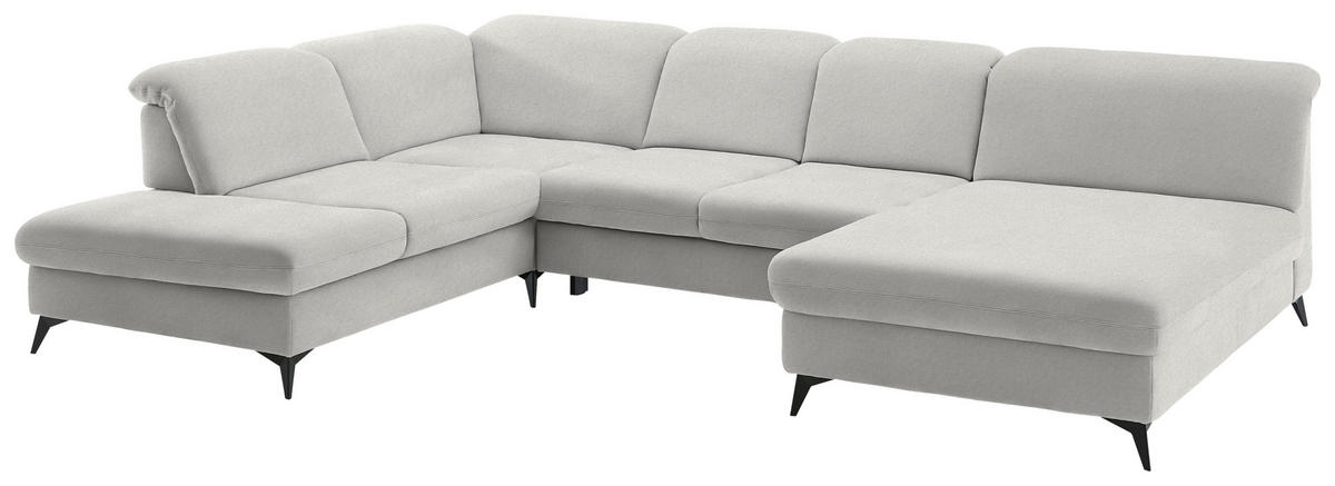 WOHNLANDSCHAFT Chenille Cappuccino  - Schwarz/Cappuccino, Design, Textil/Metall (255/369/198cm) - Beldomo Style