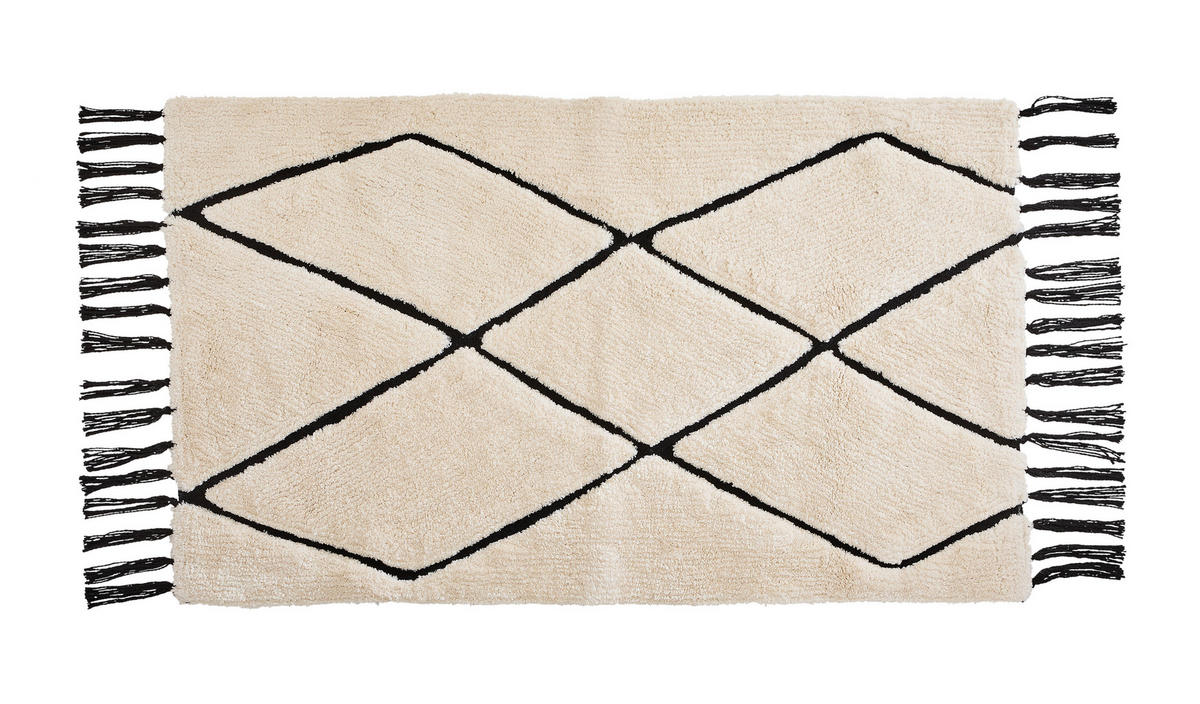 BADEMATTE Schwarz, Elfenbein 60/100 cm  - Elfenbein/Schwarz, Textil (60/100cm) - Esposa