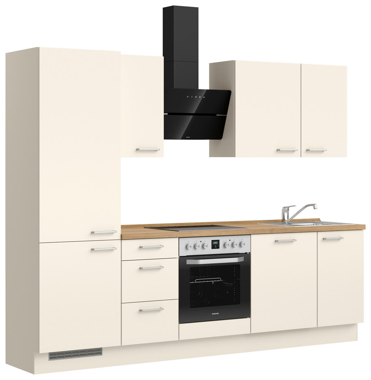 KÜCHENBLOCK 270 cm   in Eichefarben, Magnolie  - Edelstahlfarben/Eichefarben, MODERN, Holzwerkstoff/Metall (270cm) - Nobilia
