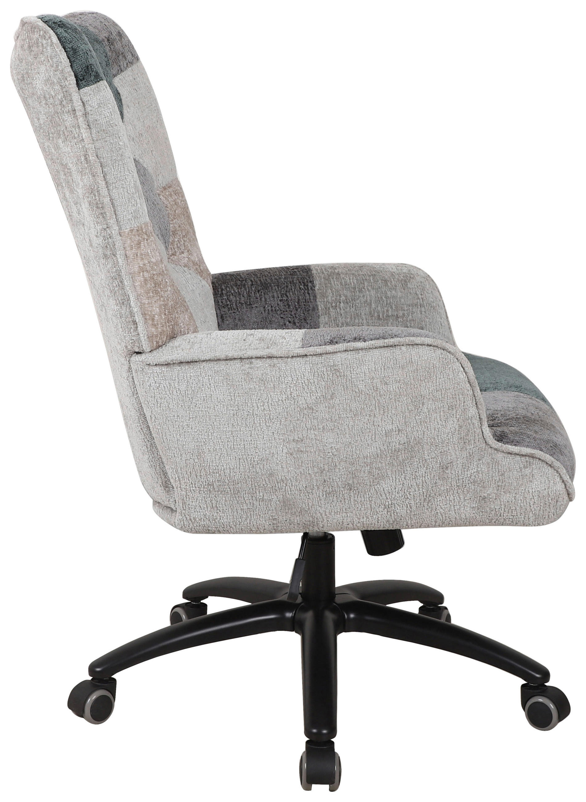 Thumbnail - home24 Drehstuhl, Braun, Grau, Schwarz, Beige, Metall, Kunststoff, Textil, Patchwork, Drehkreuz, 69x99-106x79 cm, Sitzfl...