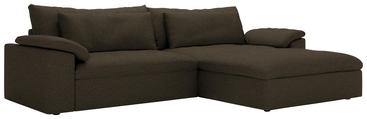 ECKSOFA Flachgewebe Schlammfarben  - Schlammfarben/Schwarz, Modern, Kunststoff/Textil (306/198cm) - Carryhome