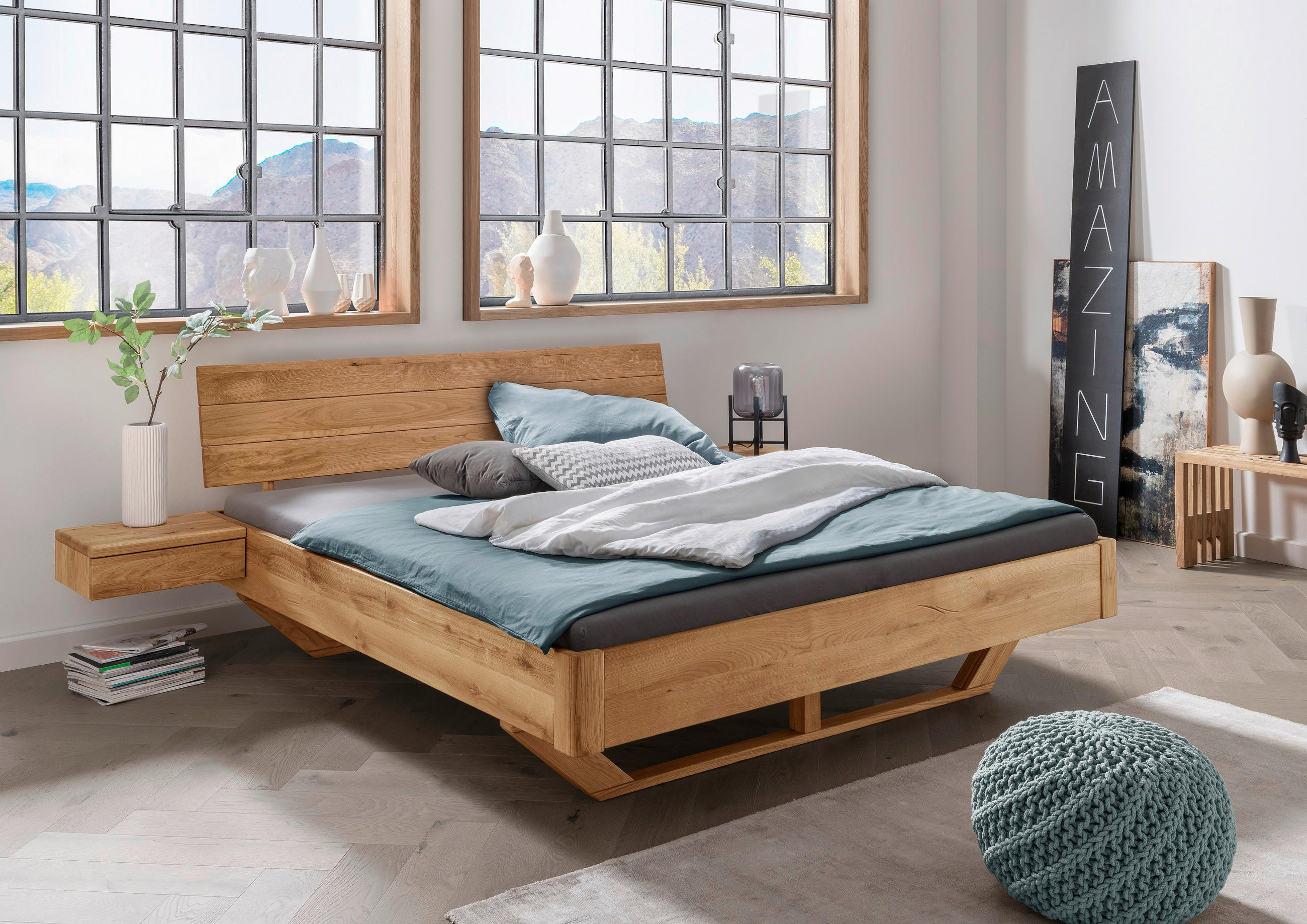 BALKENBETT 200/220 cm  in Wildeiche  - Wildeiche, Natur, Holz (200/220cm) - Linea Natura