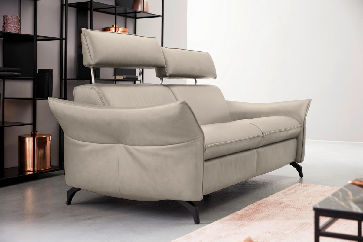 3-SITZER-SOFA in Echtleder Creme  - Anthrazit/Creme, Design, Leder/Metall (224/94/95cm) - Himolla