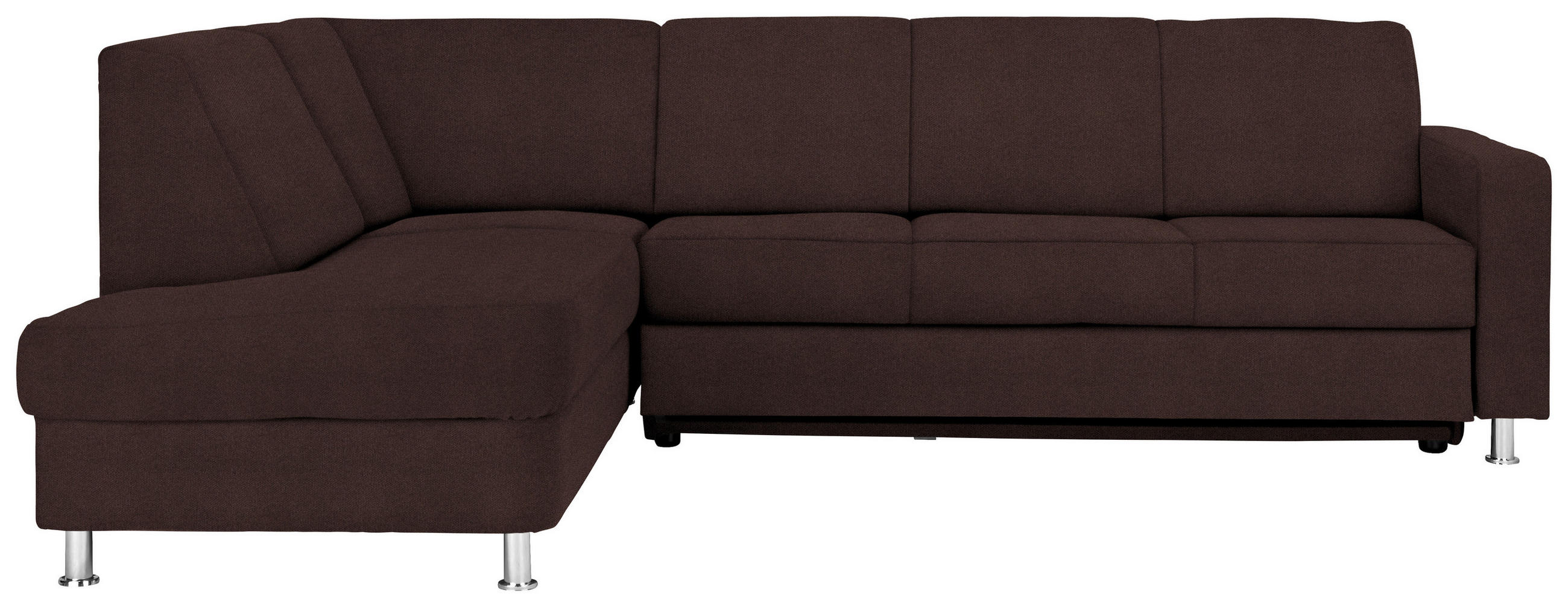 ECKSOFA  in Flachgewebe Braun  198/256 cm  - Chromfarben/Braun, Design, Textil/Metall (198/256cm) - Xora