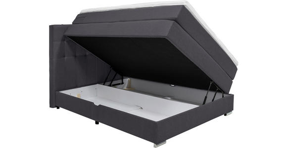 BOXSPRINGBETT 140/200 cm  in Dunkelgrau  - Dunkelgrau/Alufarben, KONVENTIONELL, Kunststoff/Textil (140/200cm) - Carryhome