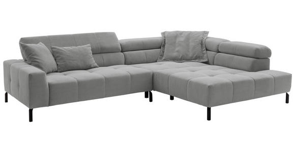 ECKSOFA in Feincord Grau  - Schwarz/Grau, KONVENTIONELL, Textil/Metall (311/219cm) - Hom`in