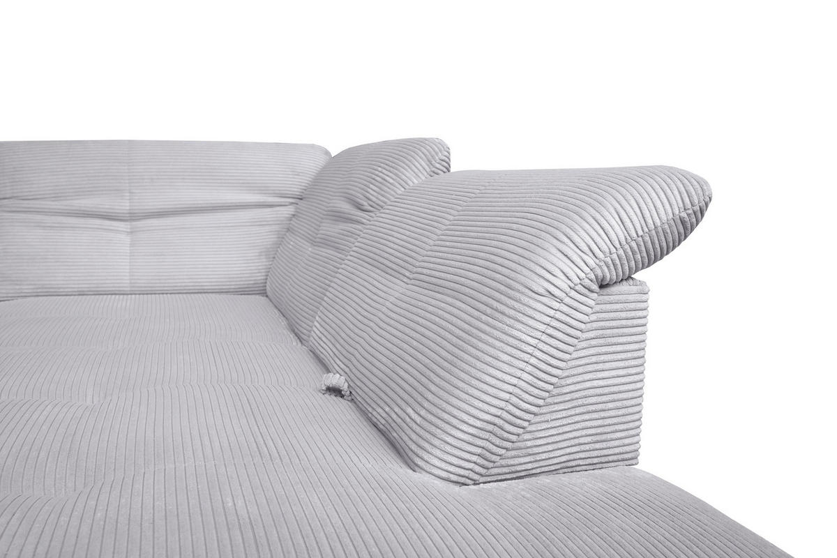 ECKSOFA Hellgrau Cord  - Hellgrau/Schwarz, Design, Textil/Metall (242/313cm) - Xora