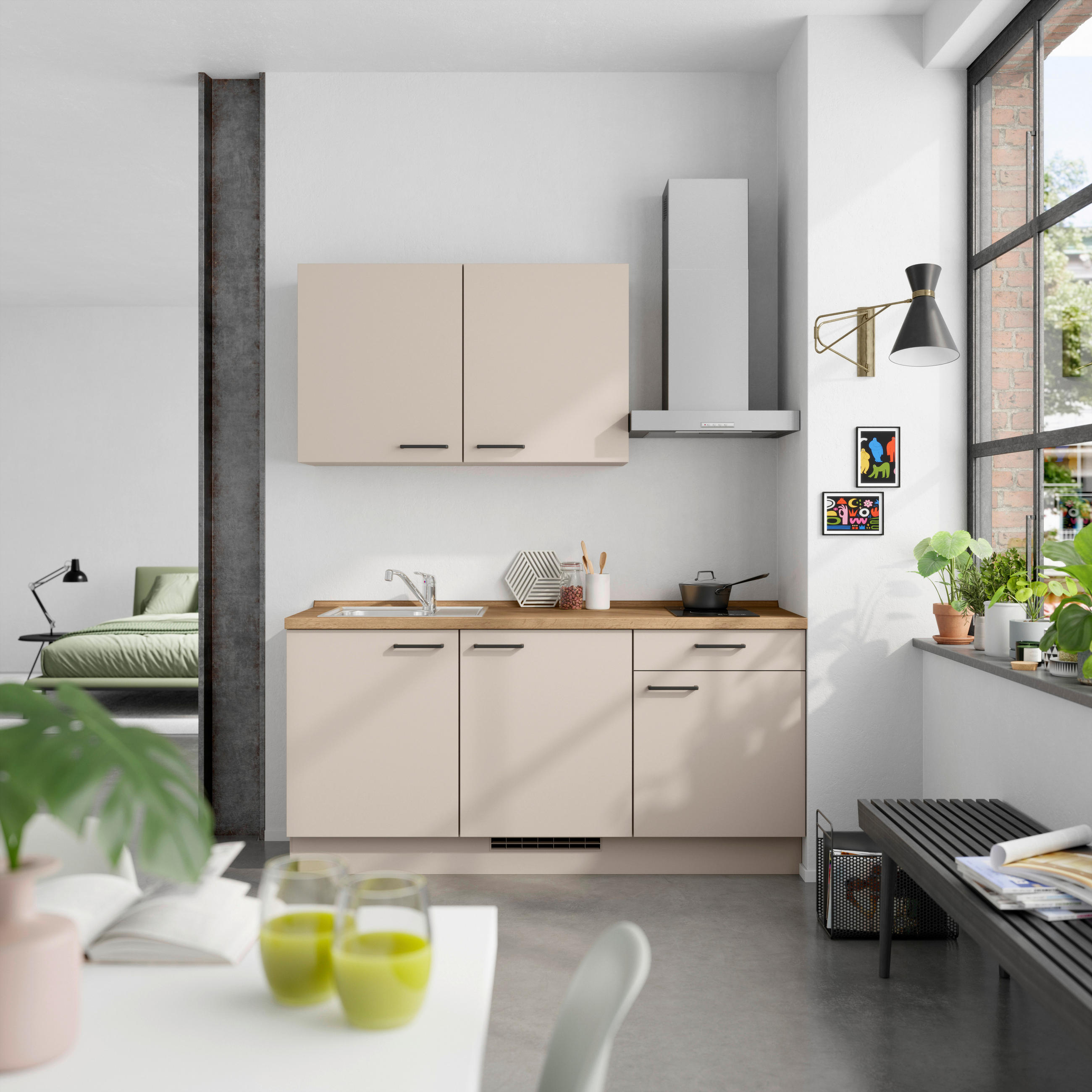 KÜCHENLEERBLOCK Easytouch 180 cm  in Eichefarben, Sandfarben  - Sandfarben/Eichefarben, MODERN, Holzwerkstoff/Metall (180cm) - Nobilia