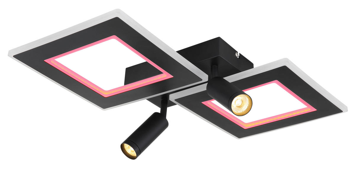 LED-DECKENLEUCHTE    54/41/11,5 cm  - Opal/Schwarz, Design, Kunststoff/Metall (54/41/11,5cm) - Globo