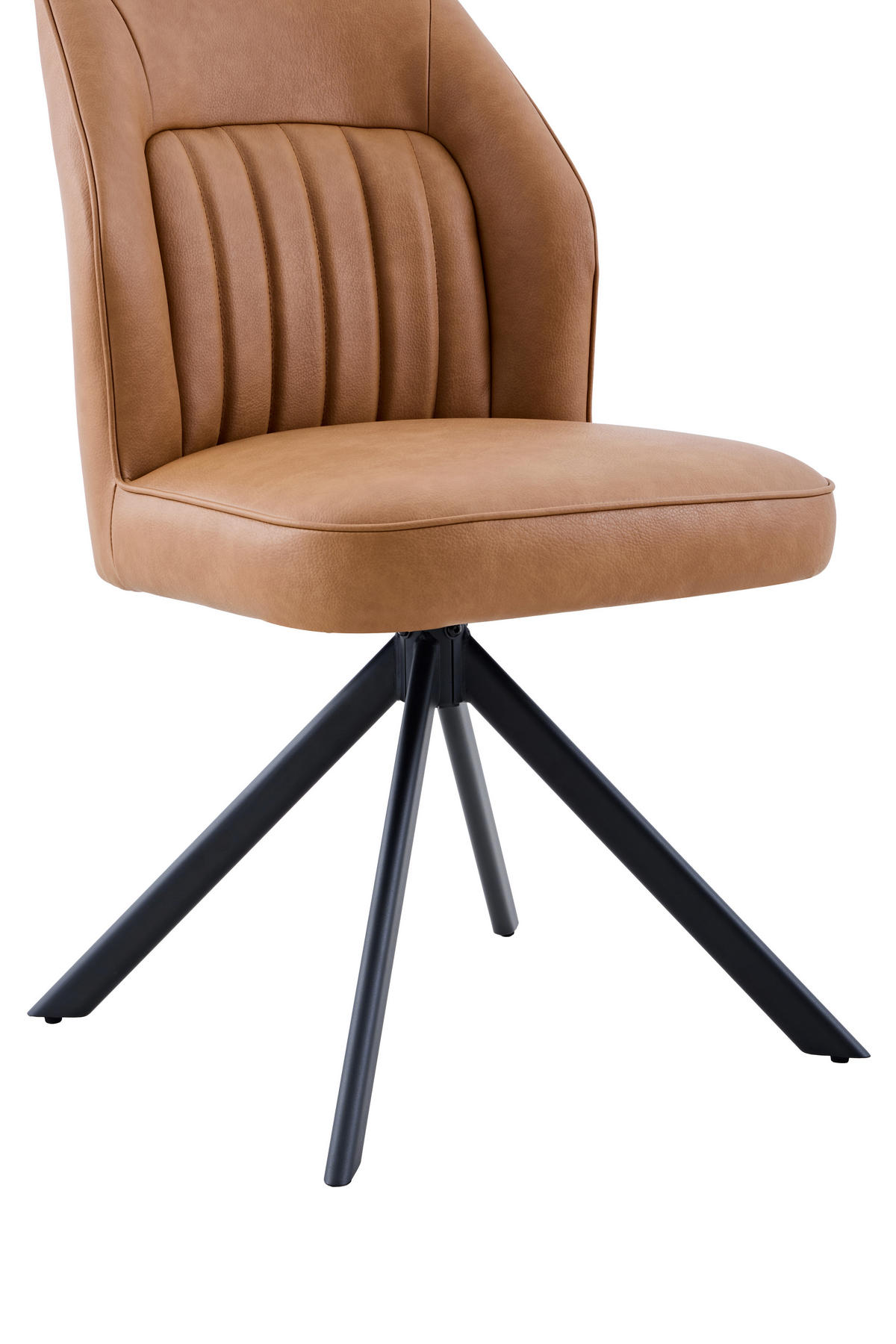 STUHL-SET 2 Stück  in Stahl Lederlook  - Cognac/Schwarz, MODERN, Textil/Metall (51/92/65cm) - MID.YOU