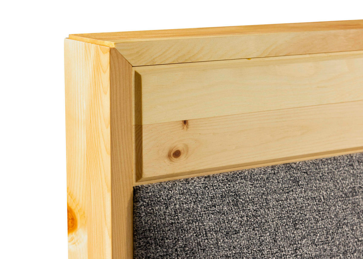 BOXSPRINGBETT 160/200 cm  in Zirbelkieferfarben, Hellgrau  - Zirbelkieferfarben/Hellgrau, Natur, Holz/Textil (160/200cm) - Linea Natura