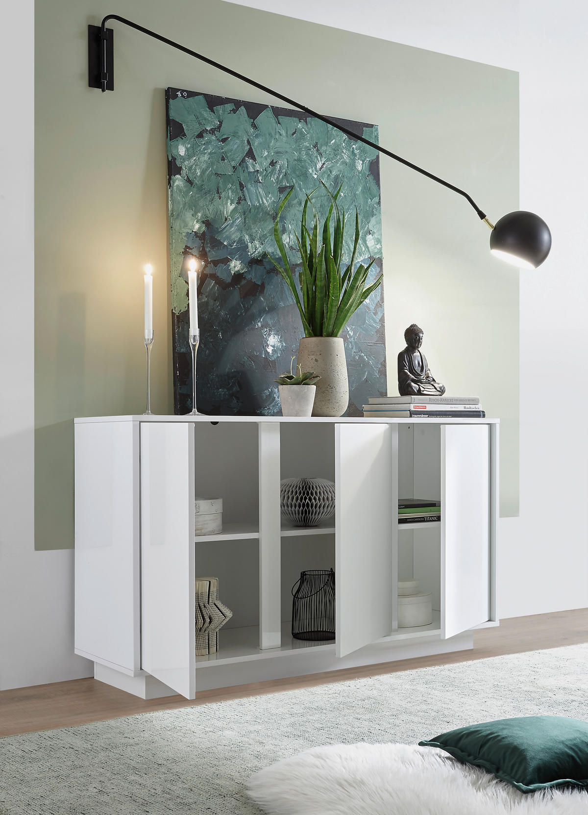 SIDEBOARD  138/79/43 cm  - Weiß Hochglanz, Design, Holzwerkstoff (138/79/43cm) - MID.YOU