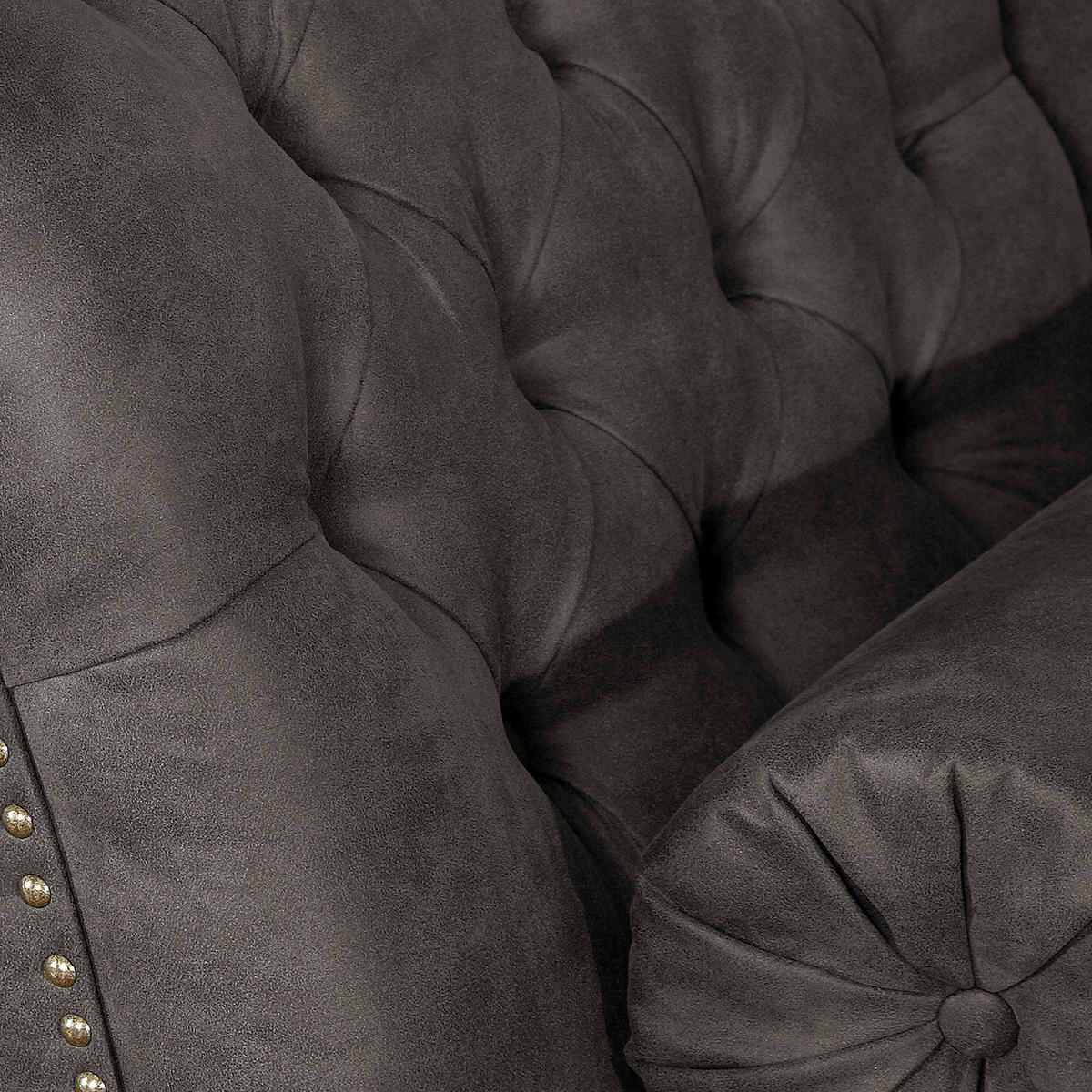 RÉCAMIERE Pako in Lederlook Grau  - Braun/Grau, Design, Holz/Textil (185/93/75cm) - Livetastic