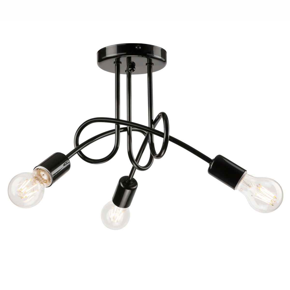 DECKENLEUCHTE Camilla 30/36 cm  - Schwarz Hochglanz, Basics, Metall (30/36cm)