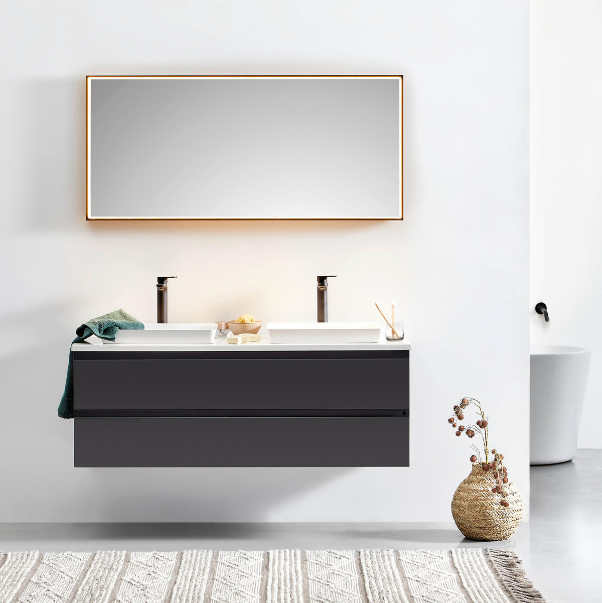 BADEZIMMERSPIEGEL 140/64/4 cm  - KONVENTIONELL, Glas (140/64/4cm) - b-collection