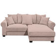 ECKSOFA Rosa Cord  - Schwarz/Rosa, KONVENTIONELL, Kunststoff/Textil (255/185cm) - Hom`in
