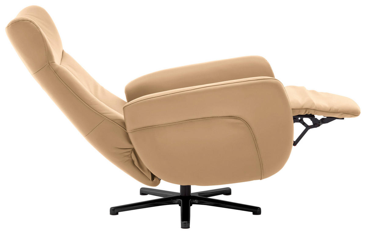 FAUTEUIL RELAX in Leder Honig  - Schwarz/Honig, Design, Leder/Metall (76/112/83cm) - Beldomo Speed
