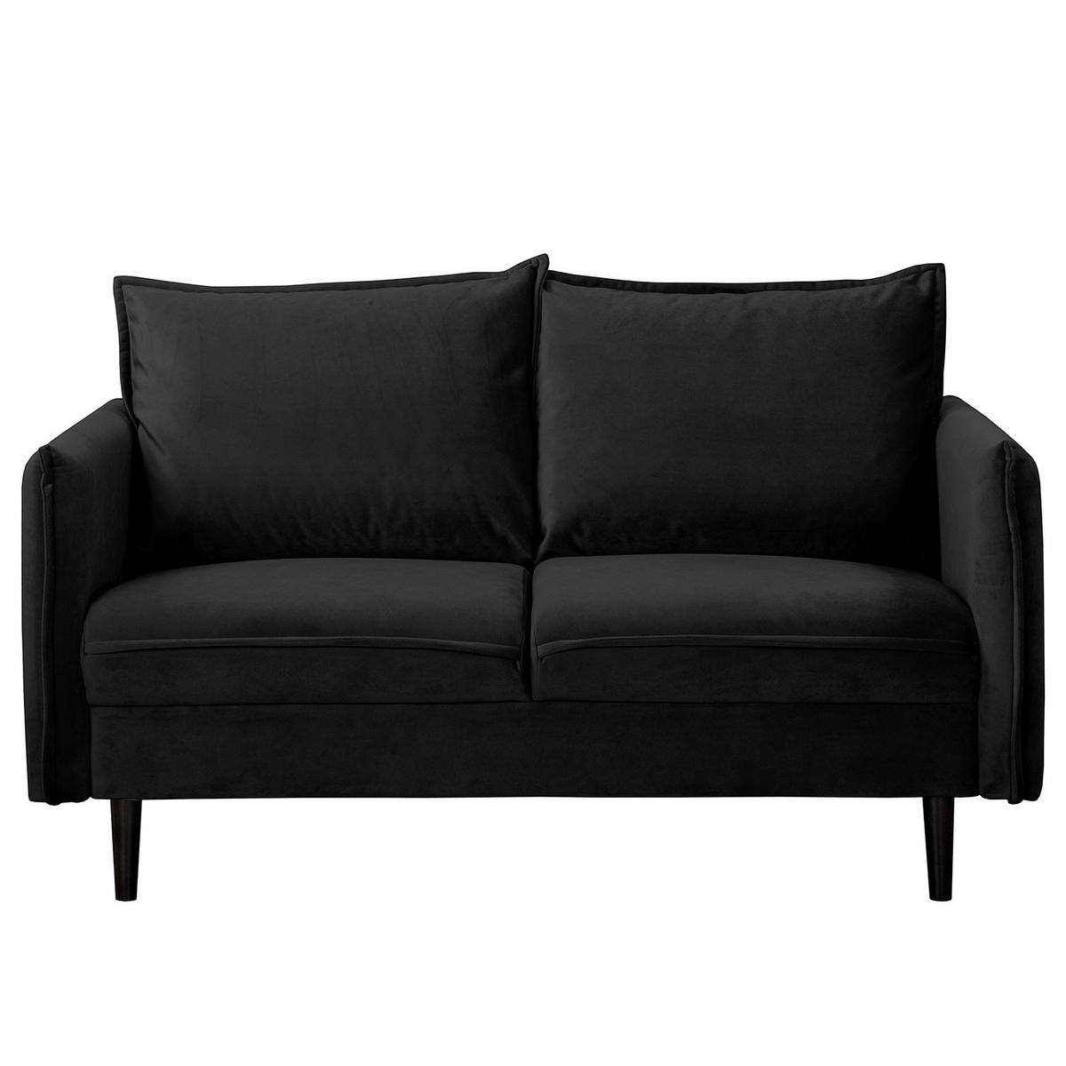 2-SITZER-SOFA JULI Samt Schwarz  - Schwarz, Design, Holz/Textil (138/86/100cm) - P & B