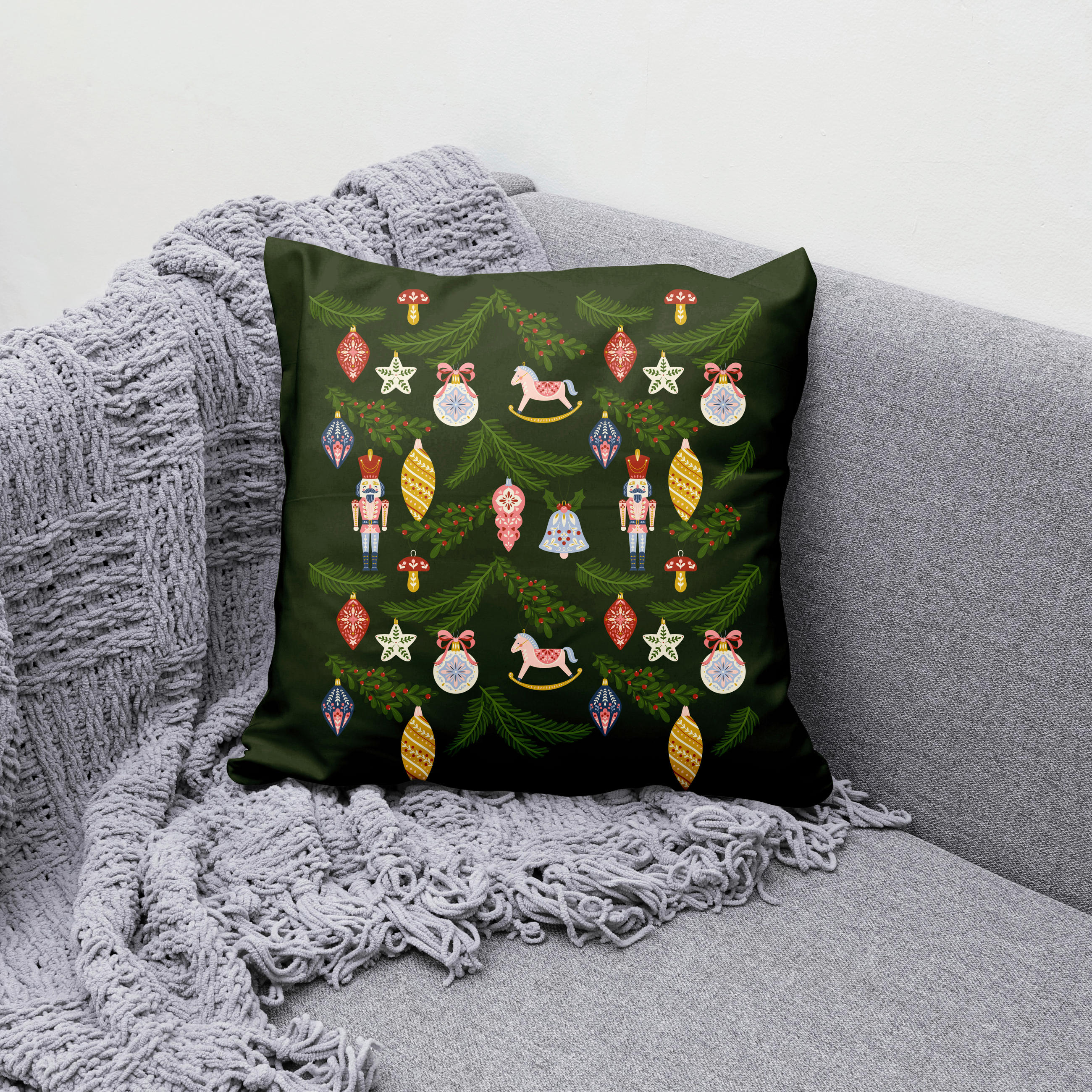 DÍSZPÁRNAHUZAT  - jadezöld, Basics, textil (45/45cm)