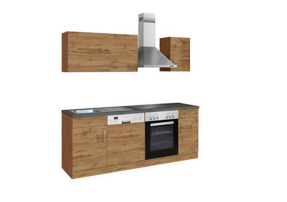 KÜCHENBLOCK 210 cm   in Schieferfarben, Eiche Wotan  - Chromfarben/Schieferfarben, Modern, Holzwerkstoff/Metall (210cm) - Held