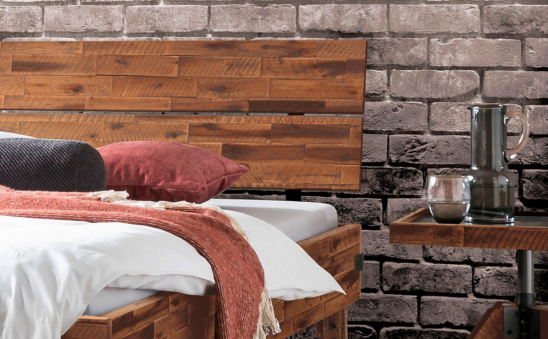 Thumbnail - Hasena Bett, Braun, Akazie, Holz, Akazie, massiv, Höhe ca. 22 cm, 140x200 cm, in verschiedenen Größen erhältlich, Schlaf...