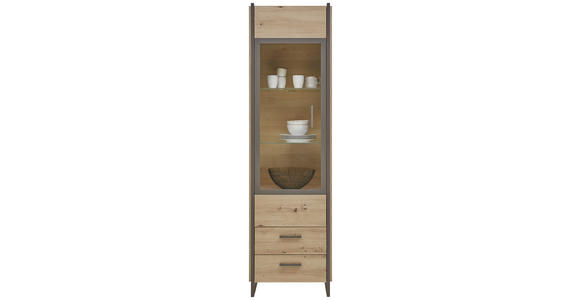 VITRINE in Eiche Artisan  - Eiche Artisan/Grau, Design, Glas/Holzwerkstoff (57/205/41cm) - Hom`in