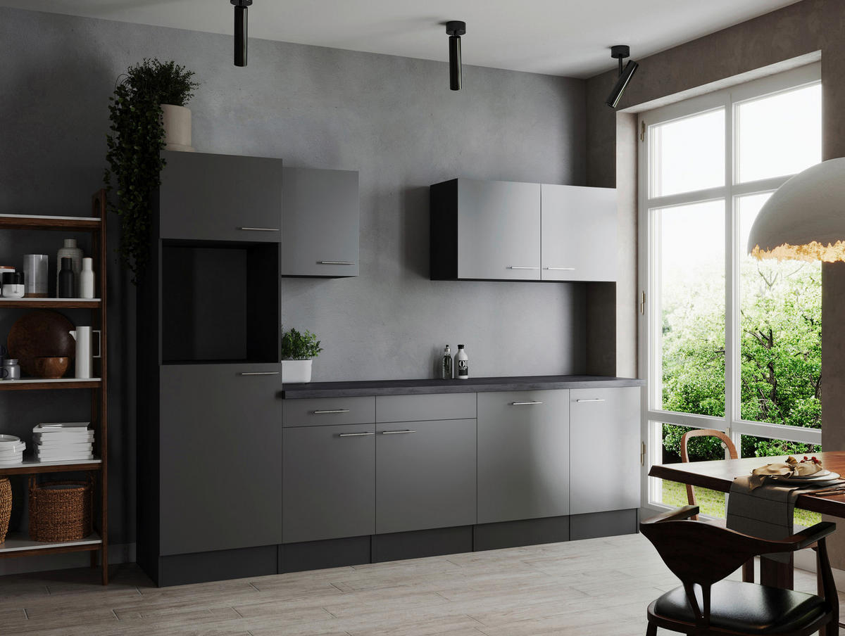MODULKÖK UTAN VITVAROR 280 cm   i grå  - silver/grå, Design, metall/trämaterial (280cm) - Respekta