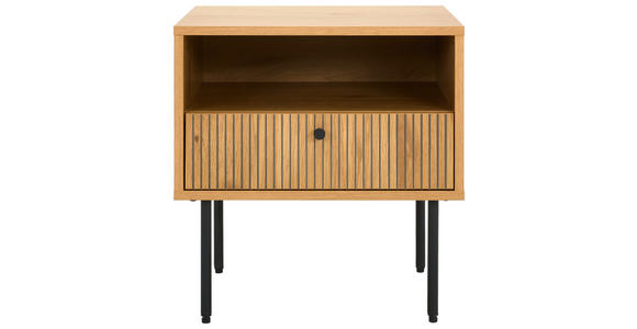 NACHTSCHRANK 50/50/40 cm - Eichefarben/Schwarz, Design, Holzwerkstoff/Metall (50/50/40cm) - Carryhome
