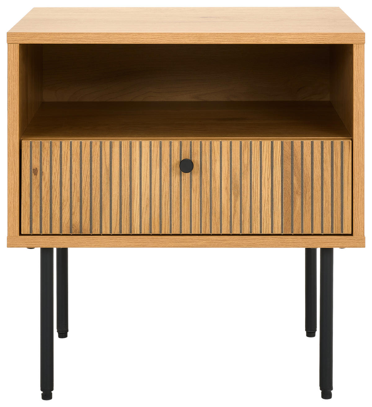 NACHTKÄSTCHEN in Schwarz, Eichefarben  - Eichefarben/Schwarz, Design, Holzwerkstoff/Metall (50/50/40cm) - Carryhome