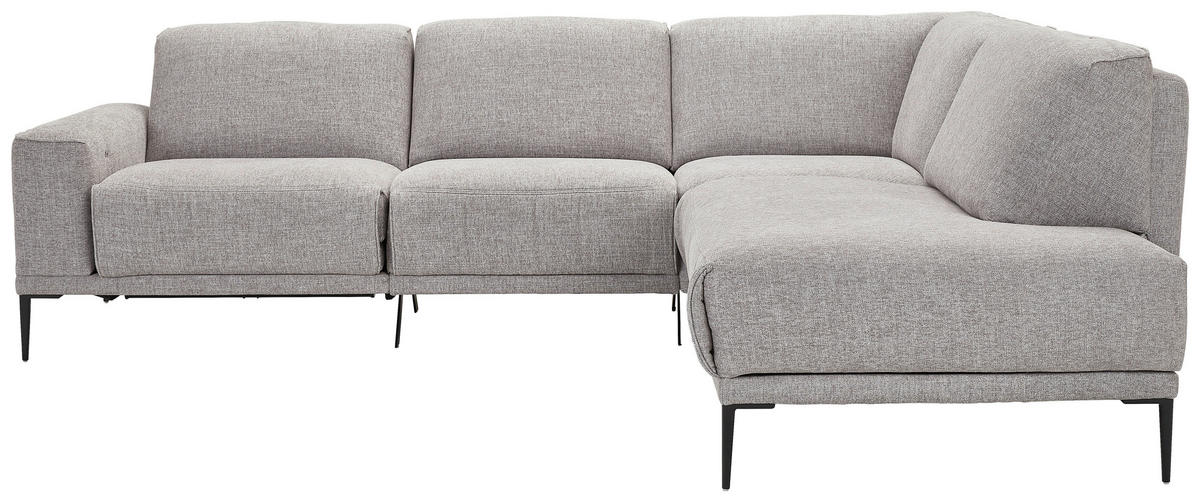 ECKSOFA in Chenille, Flachgewebe Hellgrau  - Hellgrau/Schwarz, Design, Textil/Metall (260/210cm) - Johann Jakob
