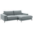 ECKSOFA  in Velours Hellgrau Rücken echt  253/177 cm  - Hellgrau/Schwarz, Design, Textil/Metall (253/177cm) - Dieter Knoll