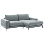 ECKSOFA  in Velours Hellgrau  253/177 cm  - Hellgrau/Schwarz, Design, Textil/Metall (253/177cm) - Dieter Knoll
