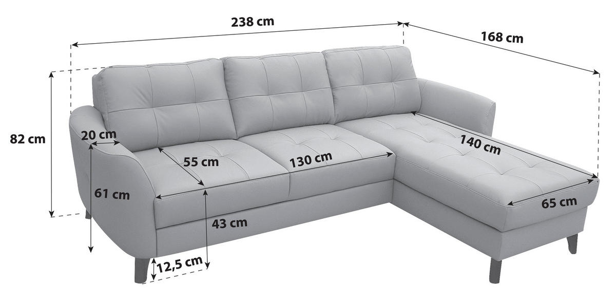 Colțar, textil, piele, bej, 238/168 cm - culoare lemn fag/bej, Design, lemn/textil (238/168cm) - Livetastic