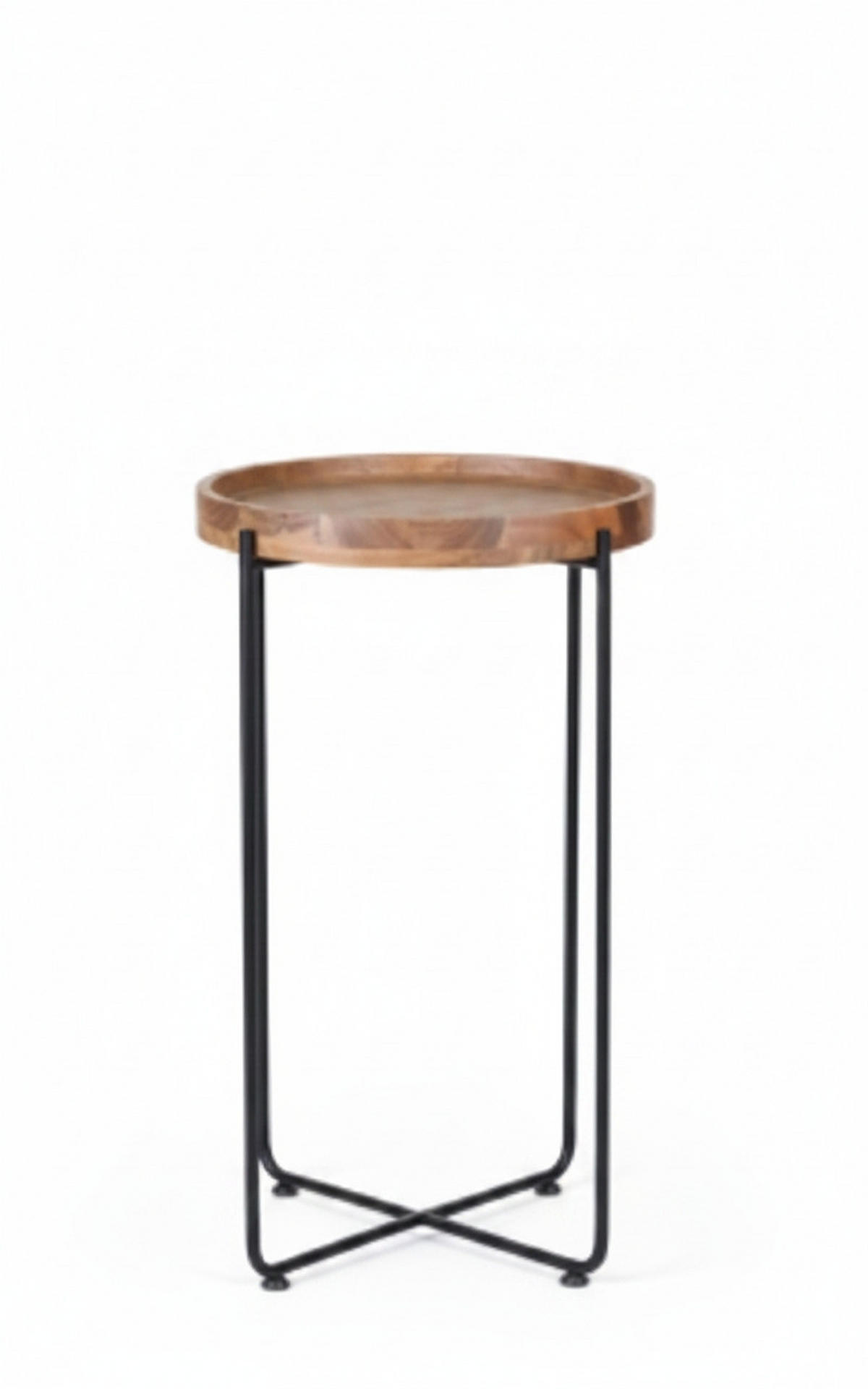 BEISTELLTISCH 43/43/66 cm Akazie vollmassiv Schwarz, Akaziefarben rund  - Schwarz/Akaziefarben, Trend, Holz/Metall (43/43/66cm) - Landscape