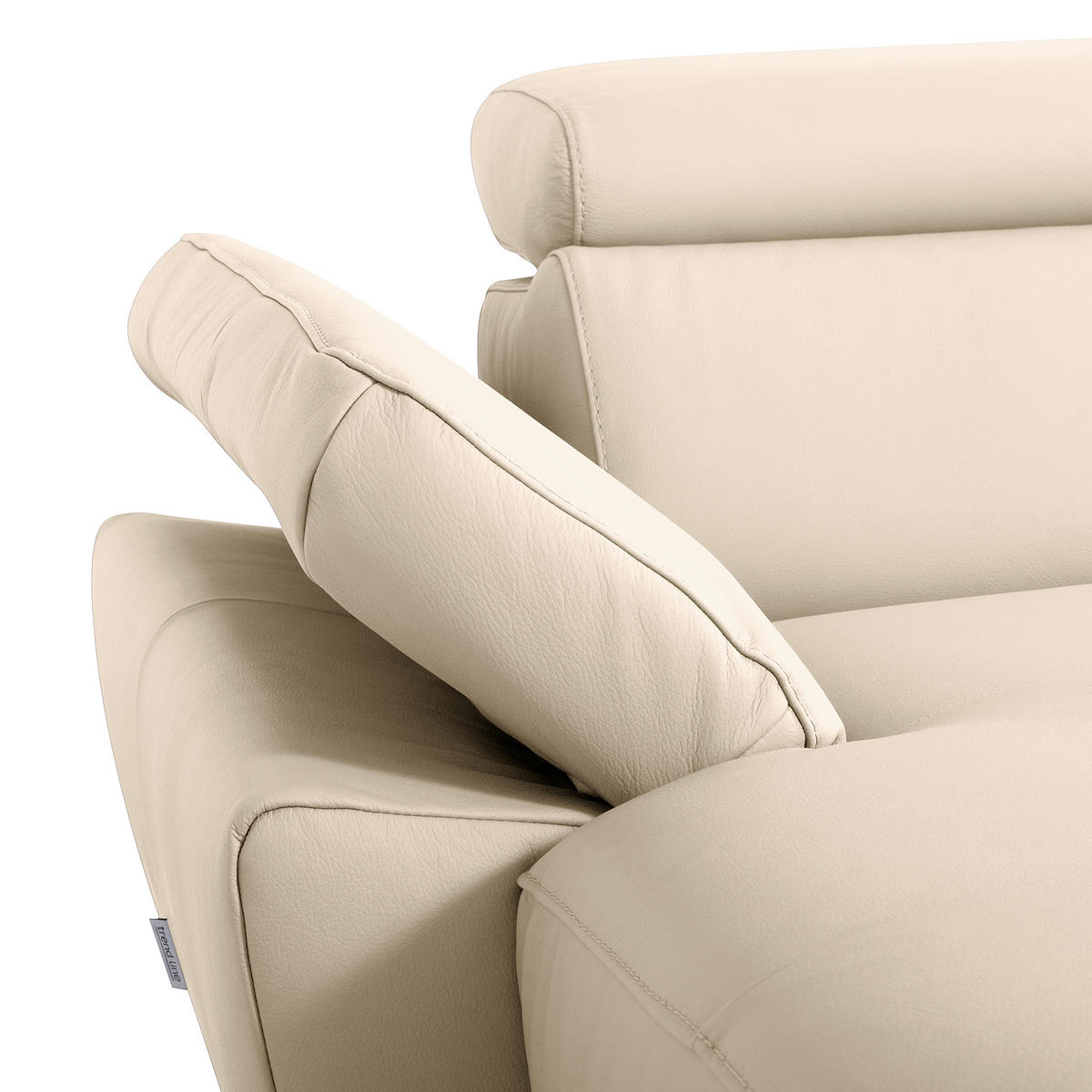 ECKSOFA Grau Echtleder Lederlook Rücken echt, Armteilverstellung, Relaxfunktion, Kopfteilverstellung  - Chromfarben/Grau, Design, Leder/Textil (179/252cm) - Livetastic