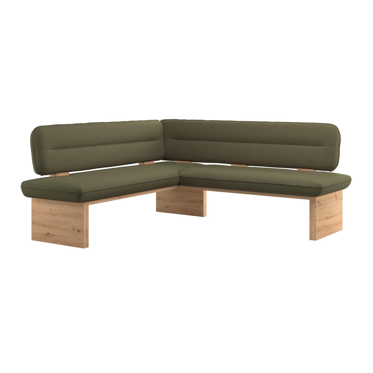 ECKBANK 170/192 cm Webstoff Grün Eiche Sperrholz   - Eichefarben/Grün, KONVENTIONELL, Holz/Textil (170/192cm) - Livetastic