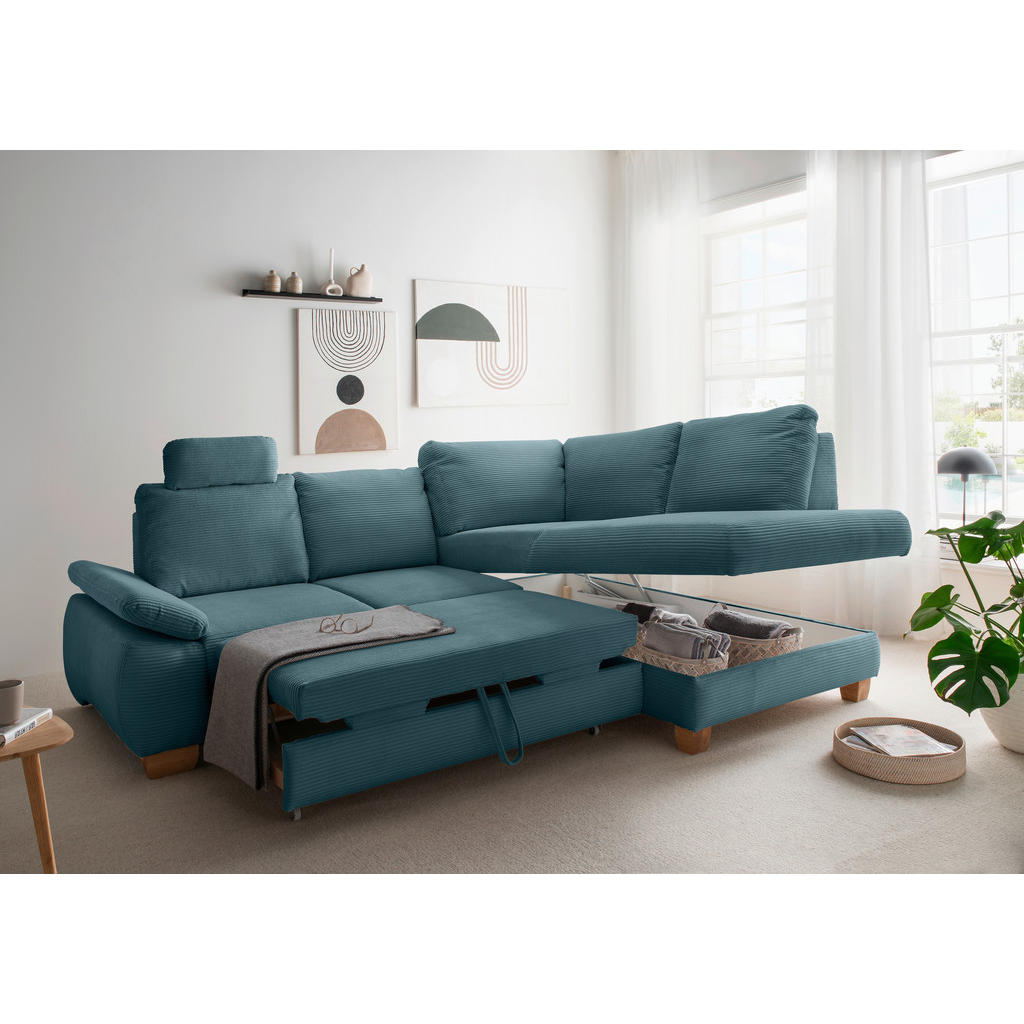Thumbnail - Livetastic Eckschlafsofa, Petrol, Textil, 4-Sitzer, 261x206 cm, Liegefunktion, Rücken echt, Armteil links, Wohnzimmer, S...