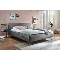 POLSTERBETT 180/200 cm  in Hellgrau  - Eichefarben/Hellgrau, Design, Holz/Textil (180/200cm) - Livetastic