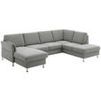 WOHNLANDSCHAFT in Flachgewebe Grau - Chromfarben/Grau, KONVENTIONELL, Textil/Metall (168/305/200cm) - Voleo
