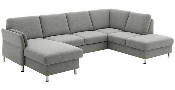 WOHNLANDSCHAFT in Flachgewebe Grau - Chromfarben/Grau, KONVENTIONELL, Textil/Metall (168/305/200cm) - Voleo