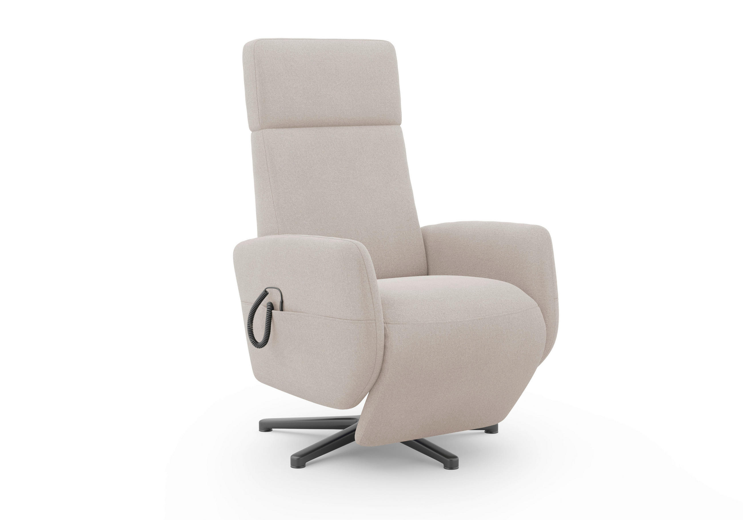 RELAXSESSEL Flachgewebe Aufstehhilfe    - Greige/Schwarz, KONVENTIONELL, Textil/Metall (71/110/82cm) - Sit & More