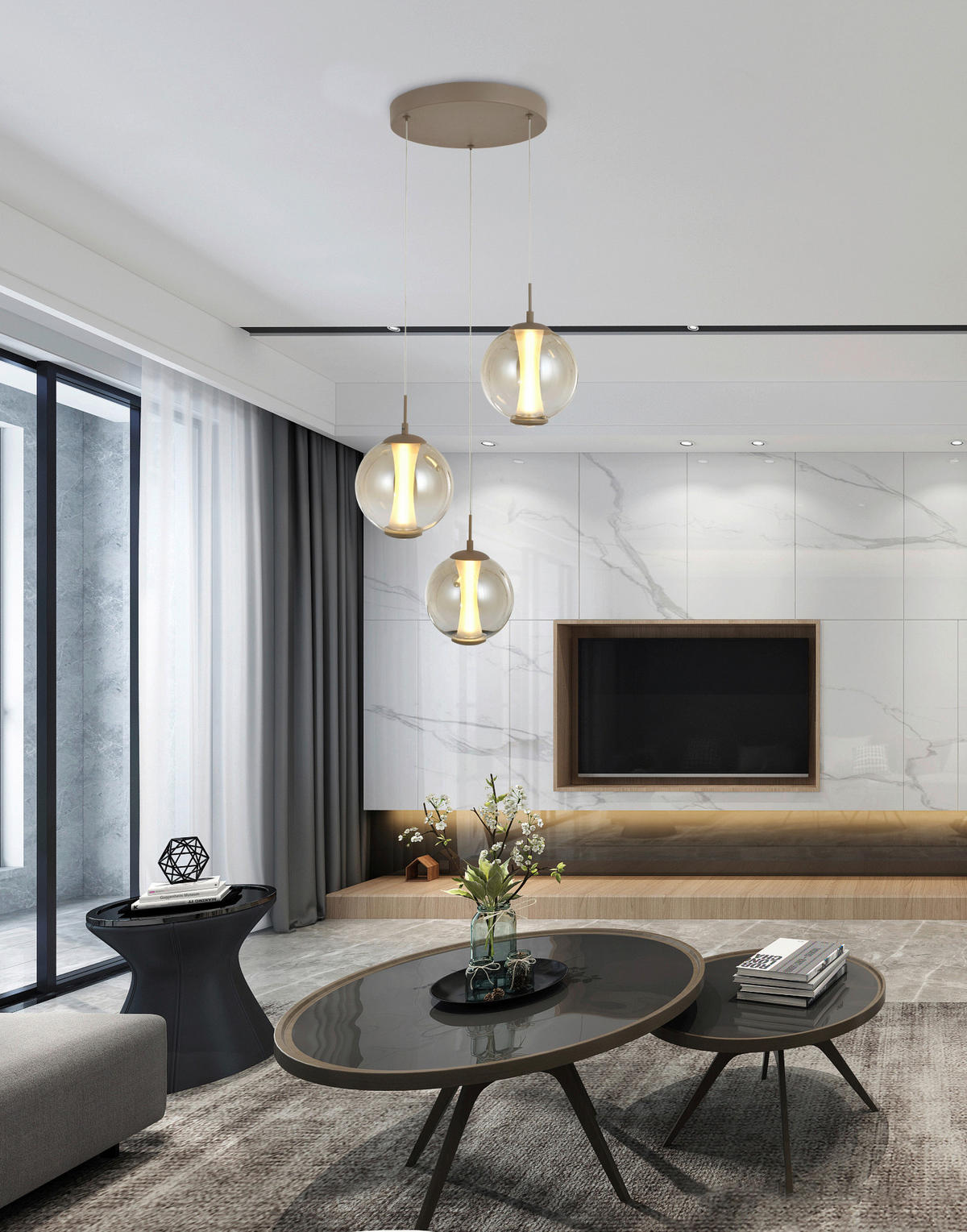 ZÁVĚSNÉ LED SVÍTIDLO,  - pískové barvy, Design, kov/sklo (44/150/44cm)