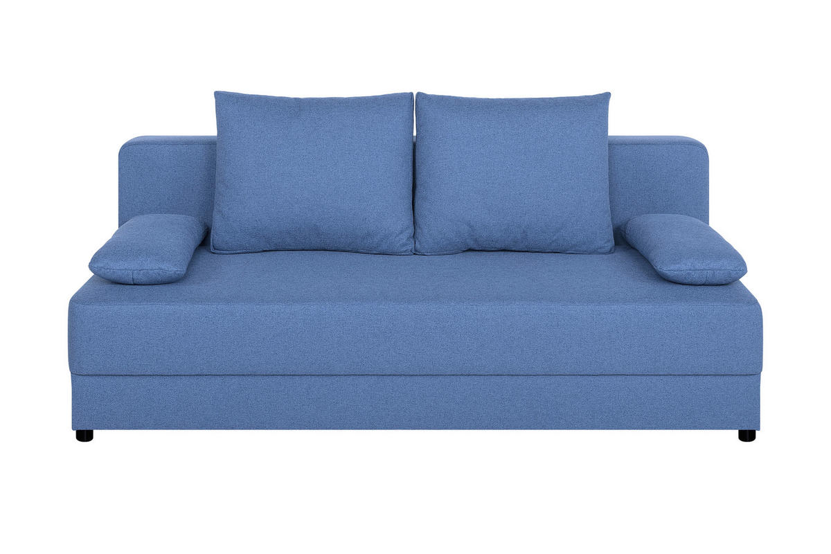 SCHLAFSOFA  mit Rücken echt Webstoff Blau  - Blau/Schwarz, Basics, Kunststoff/Textil (200/90/103cm) - P & B