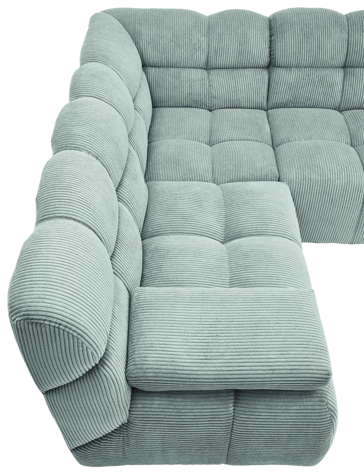 ECKSOFA Pastellblau Cord Rücken echt  - Pastellblau/Schwarz, KONVENTIONELL, Kunststoff/Textil (195/265cm) - Tom Tailor