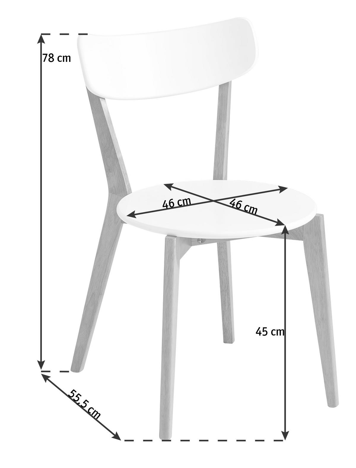 SET DE SCAUNE in lemn culoare natur, alb  - alb/culoare natur, Design, lemn (46/78/55,5cm) - Livetastic