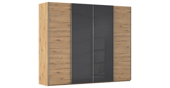 SCHWEBETÜRENSCHRANK 271/223/68 cm 4-türig Eiche Artisan  - Chromfarben/Eiche Artisan, KONVENTIONELL, Glas/Holzwerkstoff (271/223/68cm) - Novel